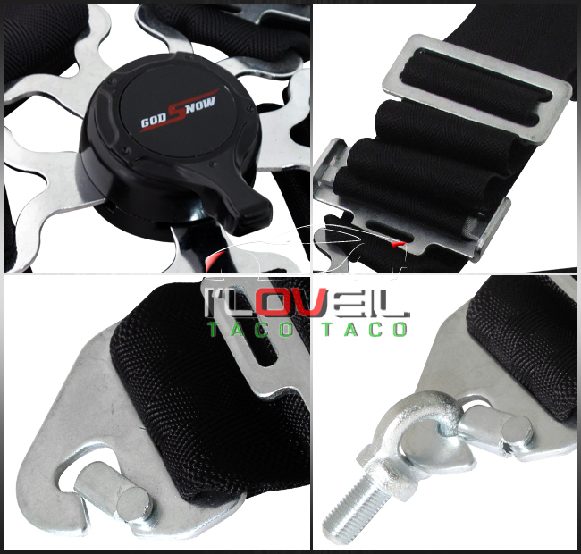 3" SINGLE BLACK 5 POINT HARNESS CAM LOCK RACING SEAT BELT SAFETY LATCH